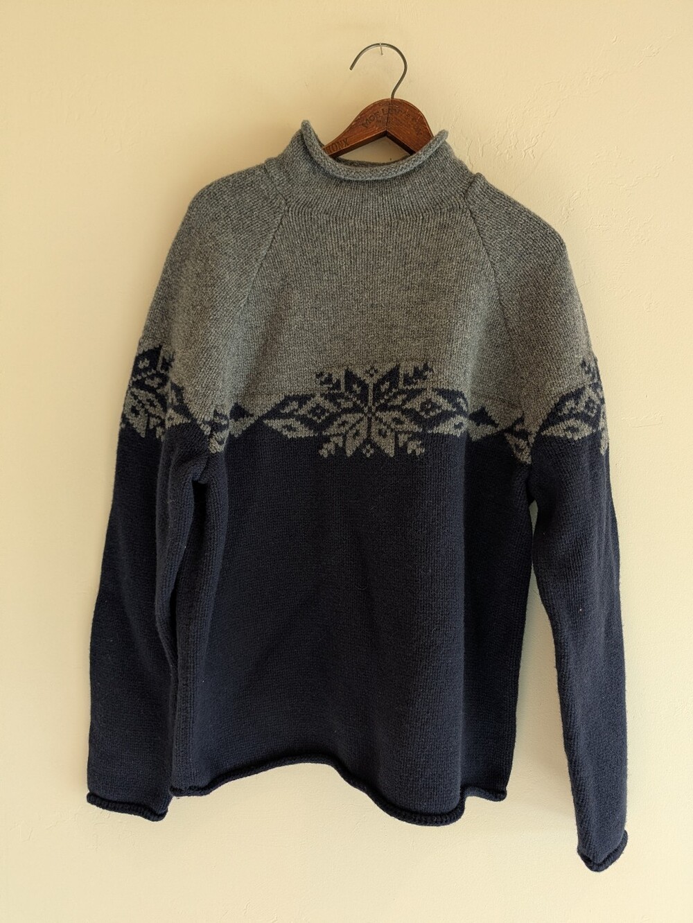 J Crew Rollneck Fair Isle Lambs Wool Sweater Men's XL